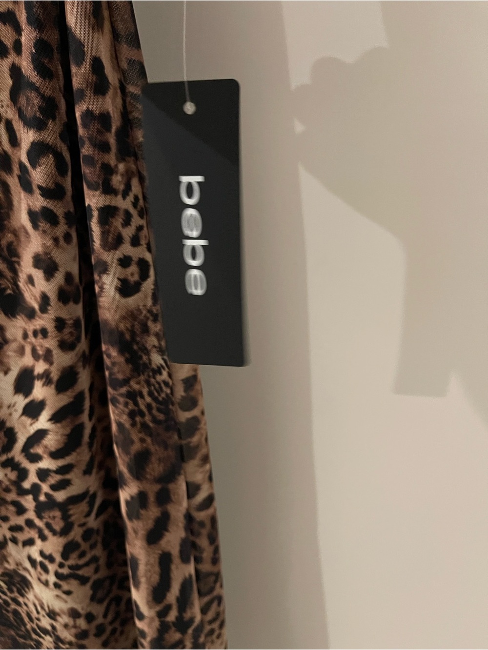 bebe Long-Sleeve Leopard Print Maxi Dress - Brown/Black - Picture 3 of 4